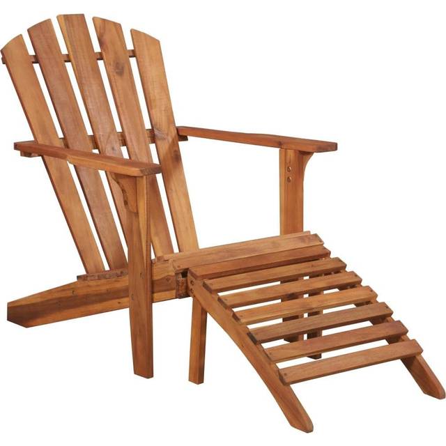 vidaXL Solid Acacia Wood Garden Adirondack Chair with Footrest Outdoor Seat