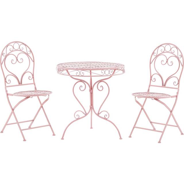 Beliani Bistro Set ALBINIA Metal Pink, Pink