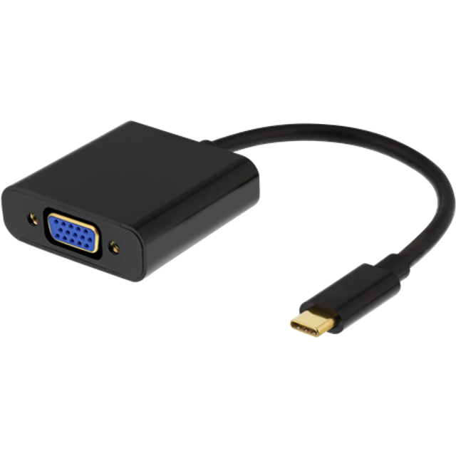 Deltaco USB-C till VGA Adapter med ljud, USB 3.1 - Svart