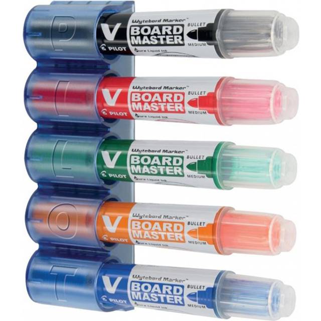 Pilot V Board Master Whiteboard Kit Markers Pens Magnetic Eraser Pen Holder