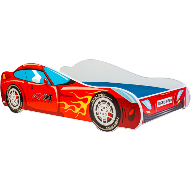 KOBI Barnsäng - Car Med Madrass - Racer - 140 x 70 Cm