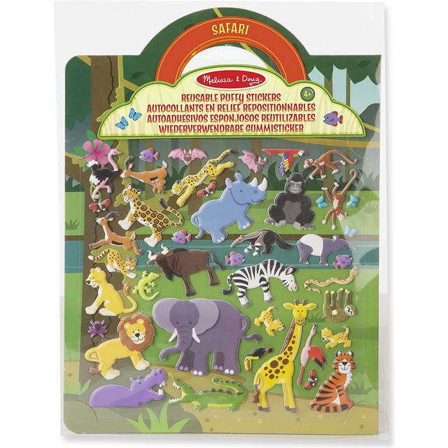 Puffy Stickers for Children - Safari Animals, Travel Toys for Toddlers on Plane, Reusable Stickers for Children, Sticker Activity for 3 Year Olds +