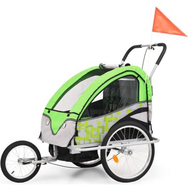 vidaXL 2-in-1 Bike Trailer & Stroller Blue and Grey