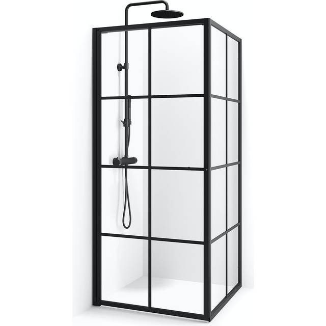 Macro Design Duschhörna Empire Swing Med Spröjs (Mattsvart/100x90 cm/Klarglas)