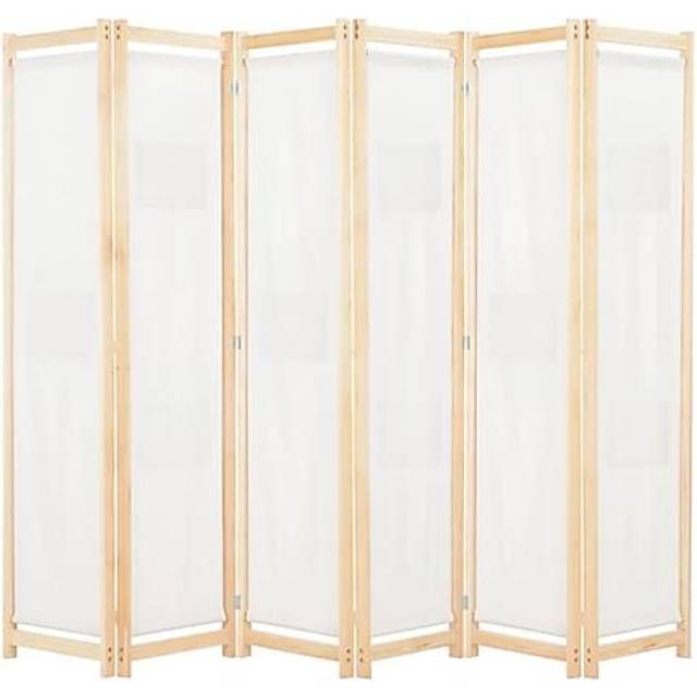 vidaXL 6-Panel Room Divider Cream 240x170x4 cm Fabric