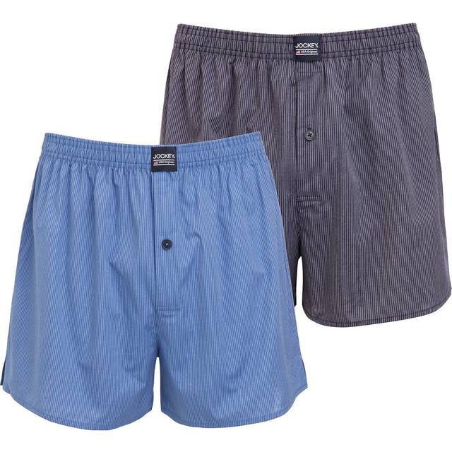 Jockey 2-pack Woven Boxer Shorts 3XL-6XL - Blue/Grey - 5XL * Kampanj *