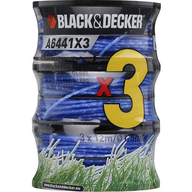 BLACK+DECKER A6441X3-XJ Trimmerspolar, Blå, 12 m, Set med 3