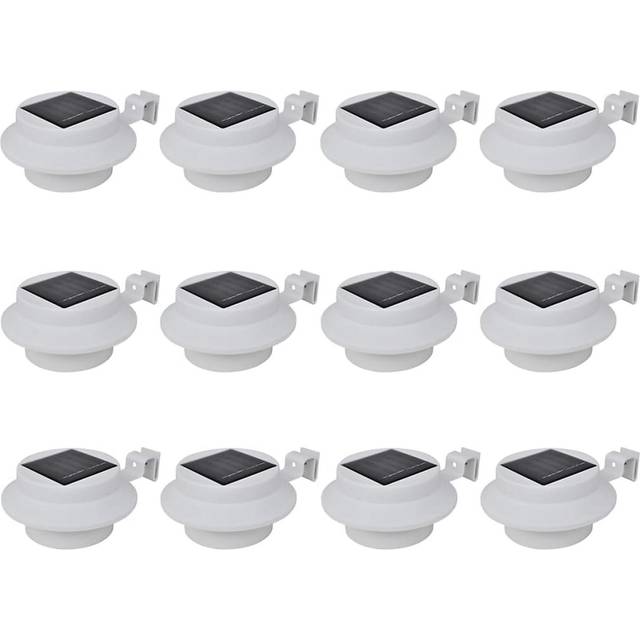 vidaXL Outdoor Solar Fence Lamps 12 pcs LED White