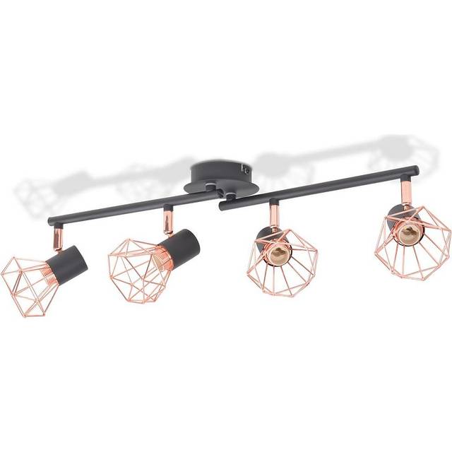 vidaXL Ceiling Lamp with 4 Spotlights E14 Black and Copper