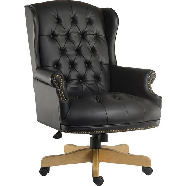 Teknik Chairman Leather Faced Swivel Chair - Black, Black