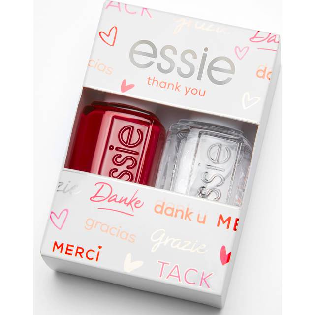 Nail Polish Kit Thank You Red and Fast Drying Clear Top Coat Gift Set, 150 ml, Red Clear, 3600531595043