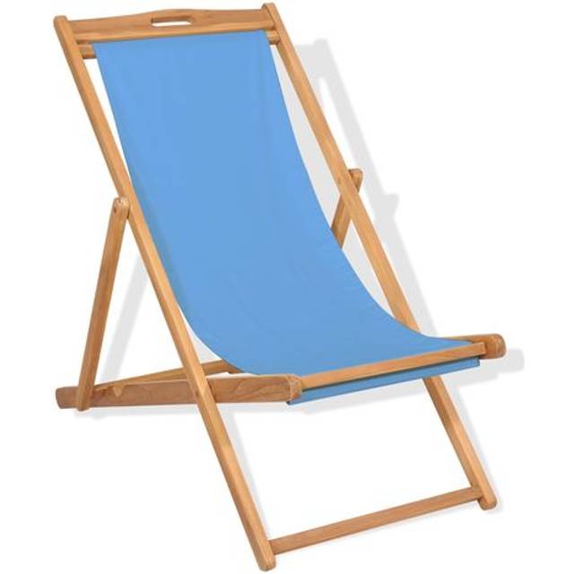 Hopfällbar strandstol massiv teak röd