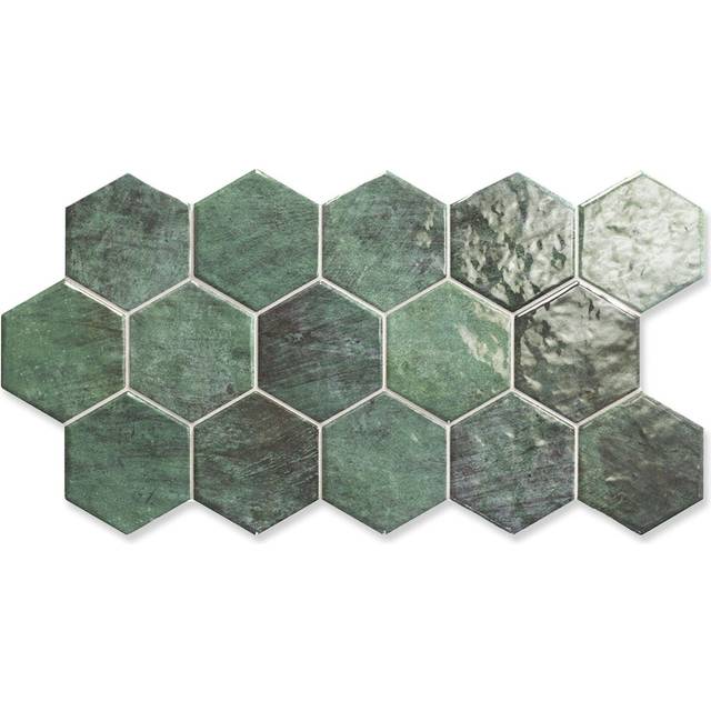 Klinker Hex Zellinge Grön Blank 27x51 cm