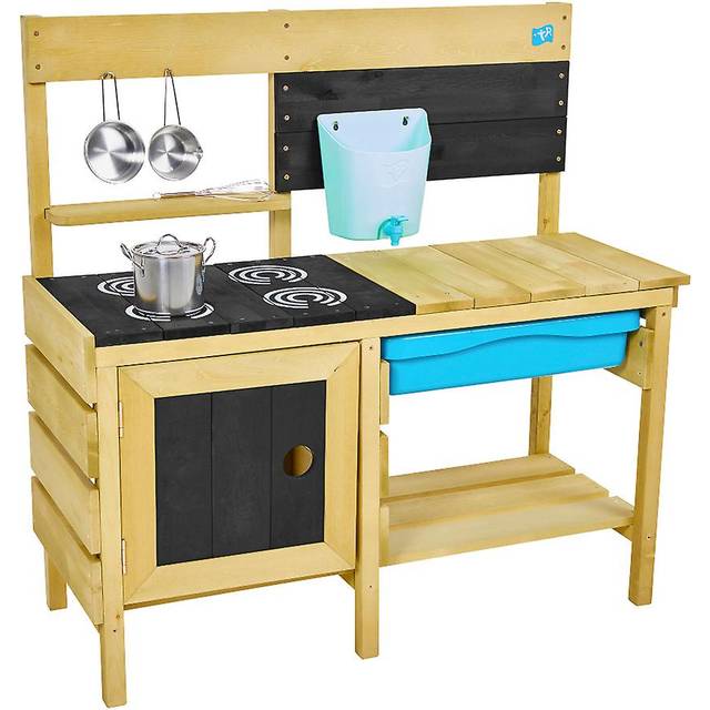 TP Toys | Mud Kitchen | Deluxe Wooden Mud Kitchen | Boys and Girls 3+ | Kids Outdoor Kitchen Playset with Water Pan, Garden Sink