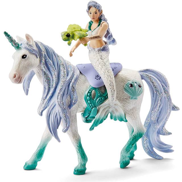Schleich bayala, sjöjungfruenhörningsleksaker för flickor och pojkar, sjöjungfrudocka som rider på havsenhörning, åldrarna 5+