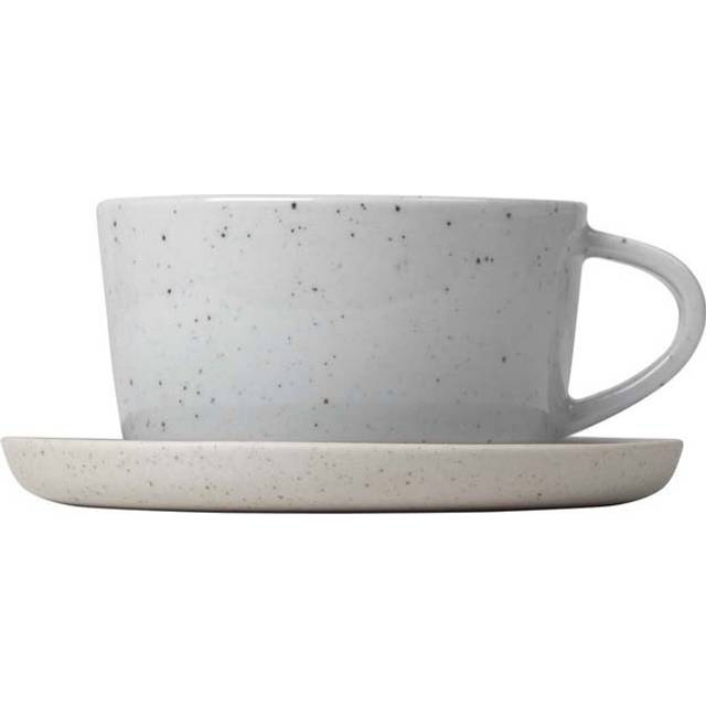 blomus Sablo kaffekopp med fat 15 cl 2-pack Cloud - Grå