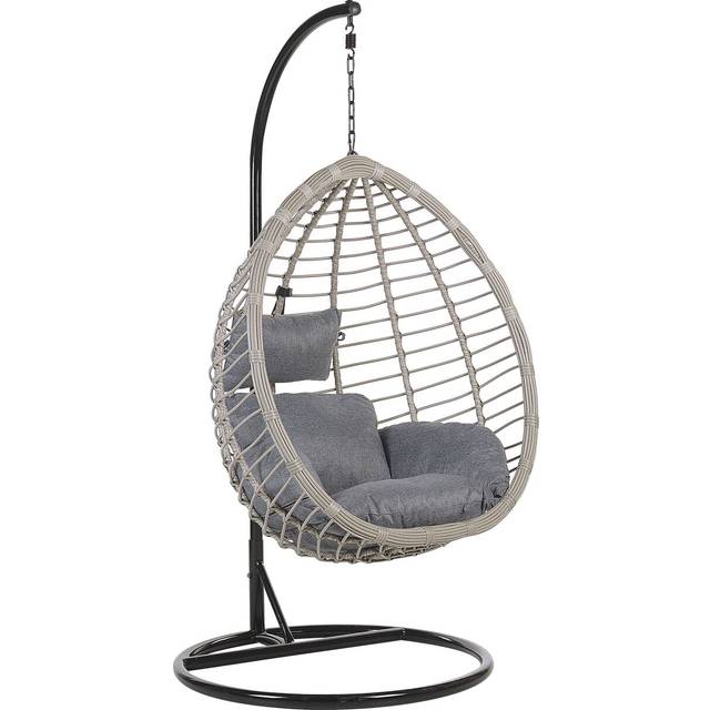 Beliani Hanging Chair TOLLO PE Rattan Black, Black