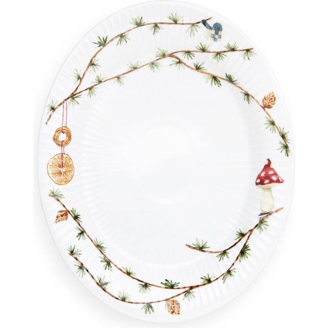 Kähler - Hammershøi Christmas Ovalt Bordfad - Fat - White Decoration - Small - D22.5 x B28.5 x H3 cm
