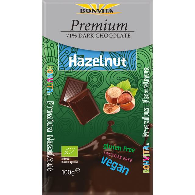 BonVita Choklad Mörk Hasselnöt 71% EKO - 100 g