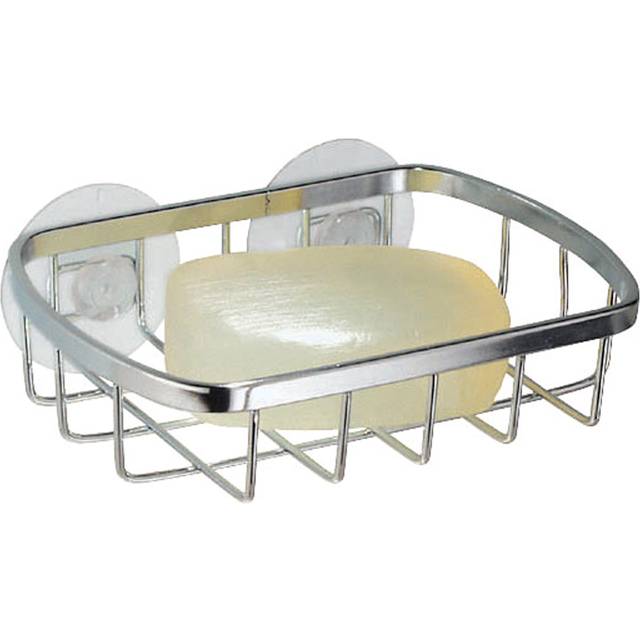 InterDesign Gia Suction Soap Dish Holder for Bathroom Shower, Bathtub - Chrome