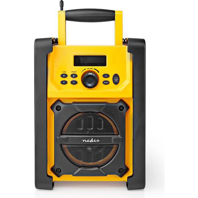 Nedis FM-radio, Digital, 15 W, Skärm: 2.2 ", Bluetooth®, IPX5, Gul/Svart