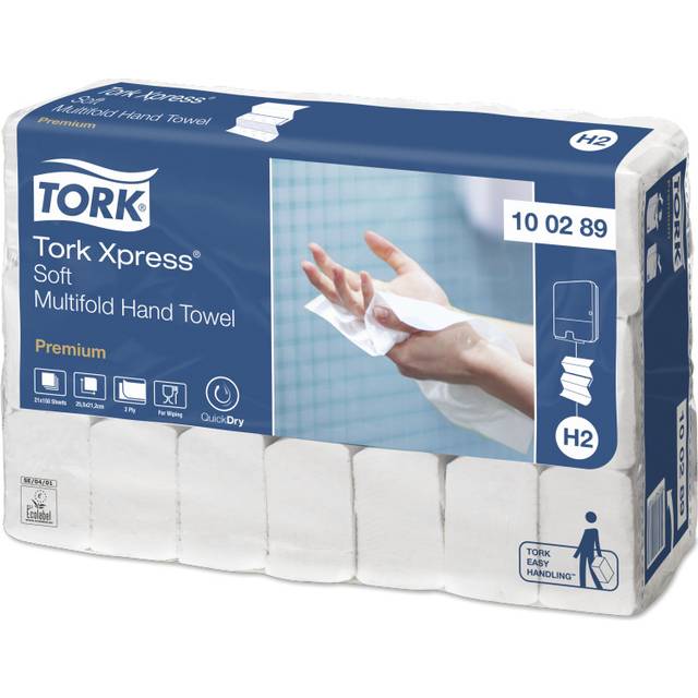 Tork Premium Hand Towels H2 M-fold White 2 Ply 100289 Pack of 21 of 150 Sheets