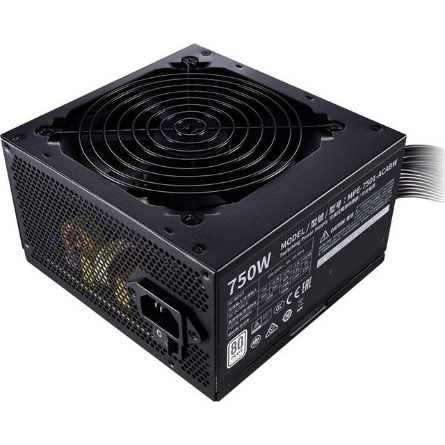 Cooler Master MWE 750 White 230V V2 nätaggregat, EU kontakt - 80 PLUS 230V EU-certifierad, tyst 120-HDB fläkt, DC-till-DC + LLC-krets med en enkel +12V-lina - 3 års garanti