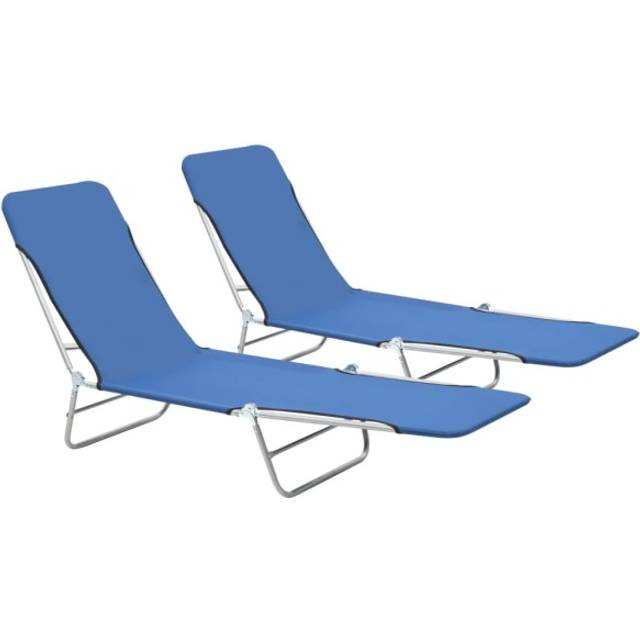 vidaXL Folding Sun Loungers 2 pcs Steel and Fabric Red