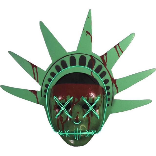 Lady Liberty The Purge Light Up Mask | Adult Costume Accessories - Green (One-Size)