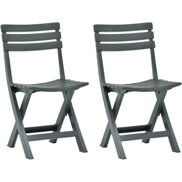 vidaXL Folding Garden Chairs 2 pcs Plastic White