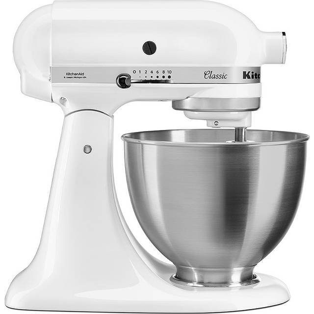 KitchenAid 5K45SSBWH Classic Stand Mixer - White - Tan