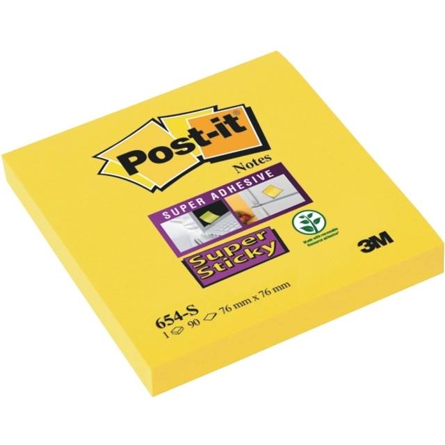 Post-it Notes Super Sticky 76 x 76mm Ultra Yellow (6 Pack) 654-S6