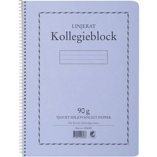 Kollegieblock A4 90g 70 blad linjerat TF, 5-pack