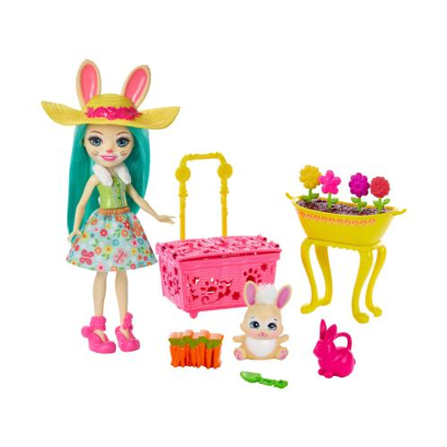 Enchantimals GJX33 Bunny Blooms Playset with Fluffy Bunny Doll & Mop