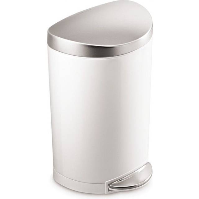 Simplehuman CW1867 Semi Round Pedal Bin, White, 10L