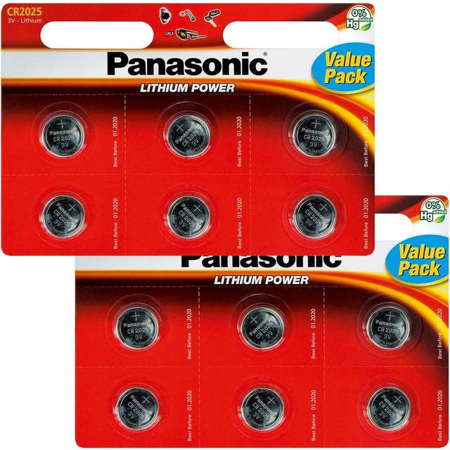 Panasonic CR2025 Coin Cell Batteries | 12 Pack