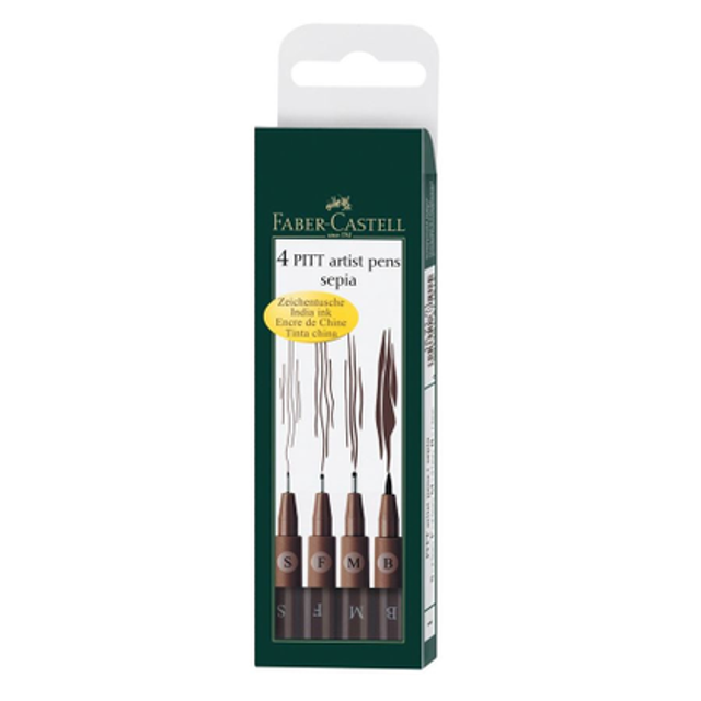 Faber-Castell Pitt Artist Colour Fineline Pen Wallet of 4 Sepia