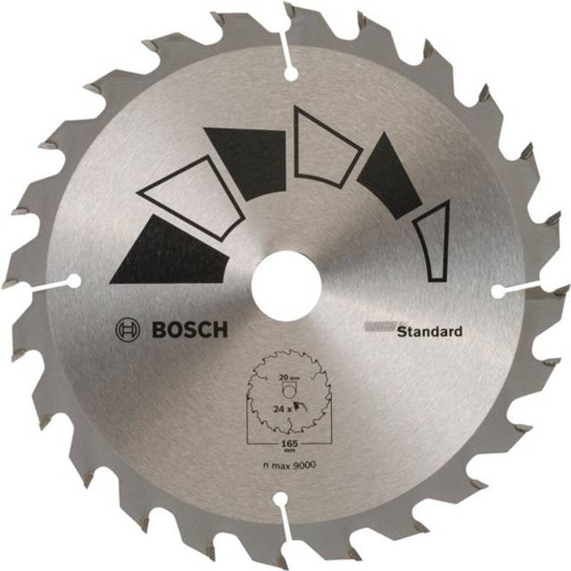 Bosch 2609256 B55 Standard Carbide Circular Saw Blade with 24 Teeth â 165 mm in Diameter â 20 mm Bore (16 mm with Reduction Ring) â 1.6 mm