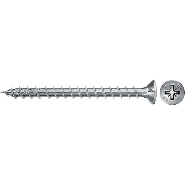 670042 FPF Power-Fast II 3.0 x 35mm Chipboard Wood Screws, Countersunk Head with Phillips, Fully Threaded, Galvanised Blue Passivated, Box of 200