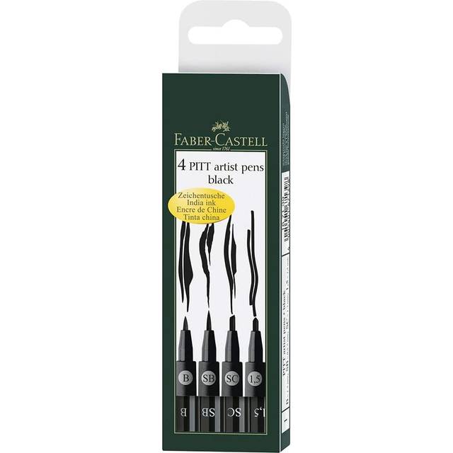 Faber-Castell Fine Pitt Brush Pens - Black Set 2 - Set of 4