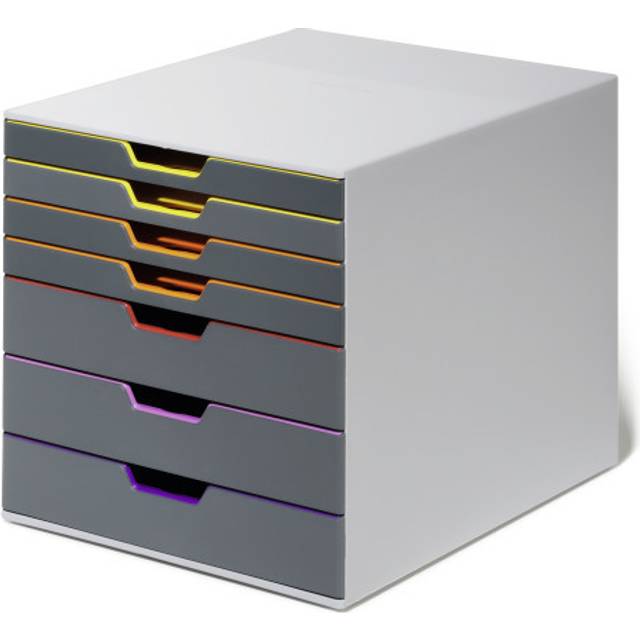Durable Varicolor Desktop Organiser 7 Drawer Colour Coded Modular Storage - A4+, Grey