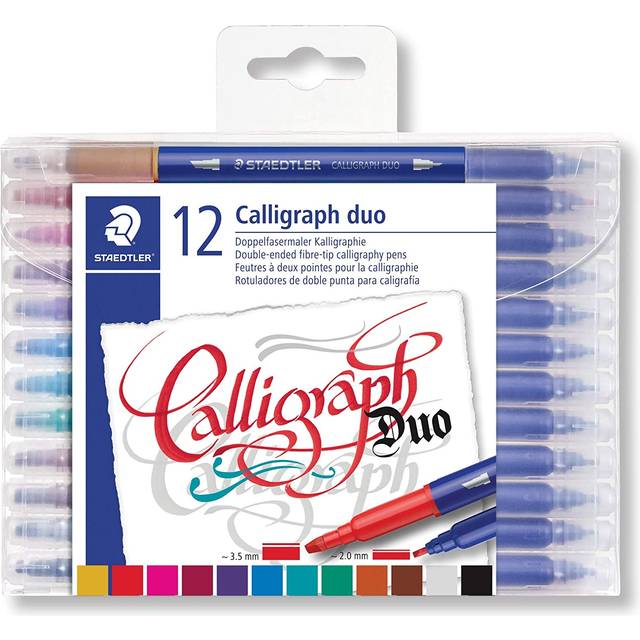 Staedtler Double Ended Calligraphy Pens - 2.00 - 3.5mm - 12 Assorted Colours