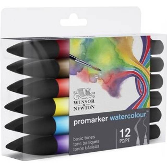 Winsor & Newton Promarker Watercolour Marker - Basic Tones - Set of 12