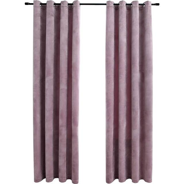 Mörkläggningsgardiner med ringar 2 st antracit sammet 140x245 cm