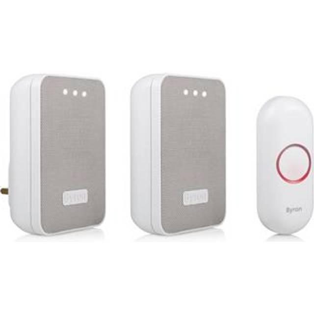 Byron DBY-22324UK Wireless Doorbell Set, Twin Pack, 150 m Range, 16 Melodies, Visual Alert System