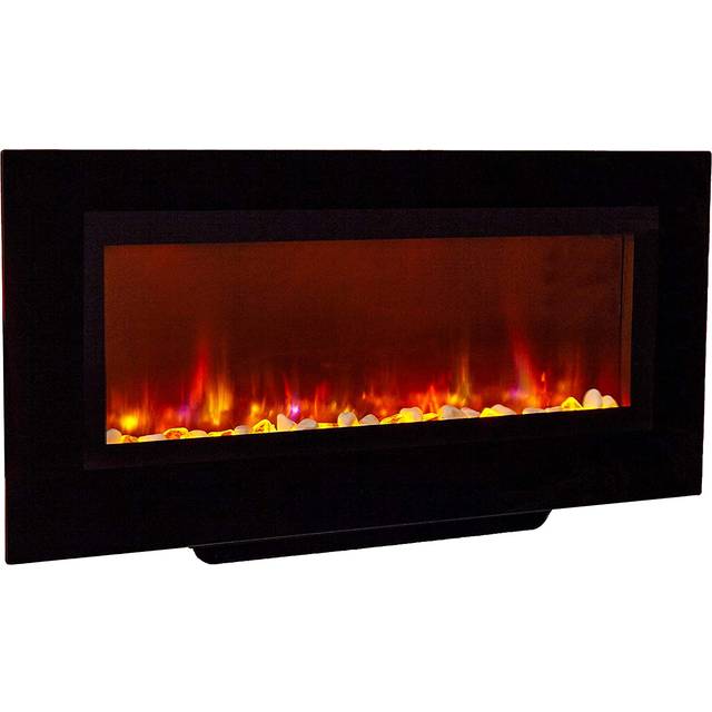 Suncrest Santos Black Glass Electric Fire - 43 x 96 x 12.9cm