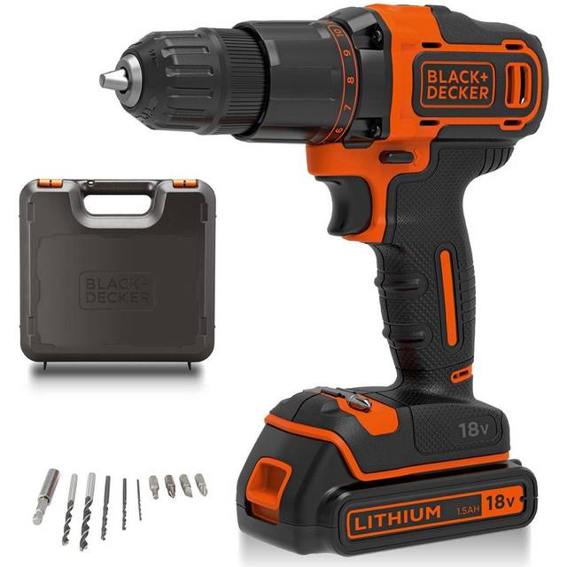 Black + Decker 18V Cordless Hammer Drill with Battery