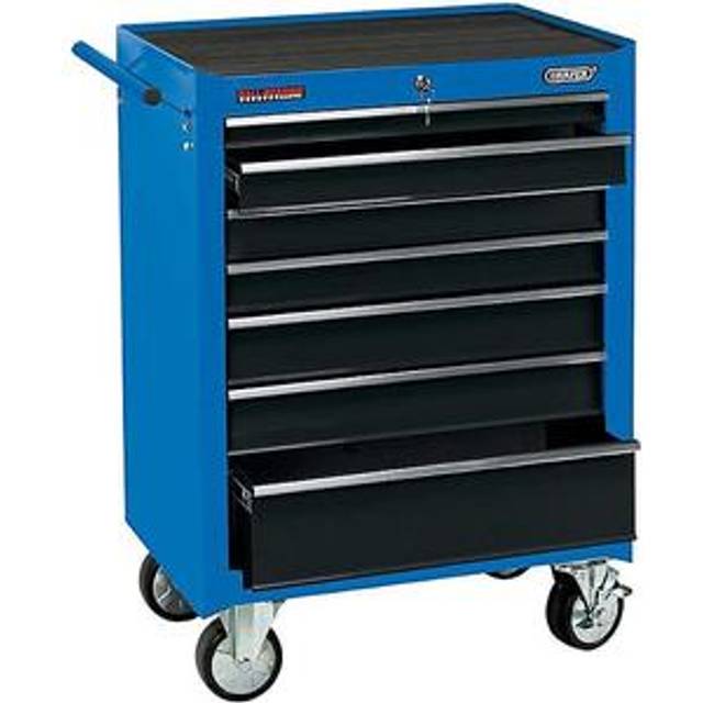 Draper Roller Tool Cabinet, 7 Drawer, 26", Blue