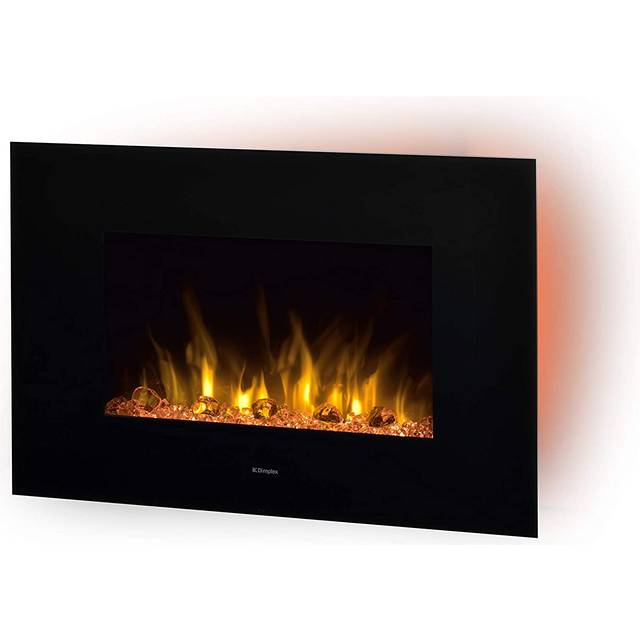 Dimplex Toluca Deluxe Optiflame Wall Fire with Choice of Fuel Beds & Colours, Bluetooth Speaker, 82cm W - Black (54cm H X 82cm W X 15.5cm D)