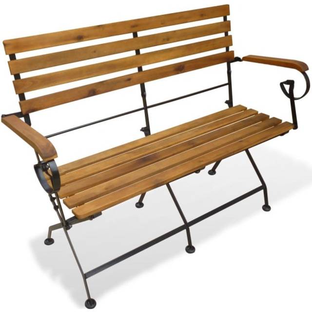 Hopfällbar trädgårdsbänk 112 cm massivt akaciaträ